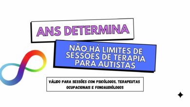 Imagem com fundo branco com o texto escrito em rosa ans determina e embaixo um quadrado azul com o texto em branco escrito não há limites de sessões de terapia para autistas, e abaixo em texto preto está relacionada as terapias que estação cobertas: fonoaudiologia, terapia ocupacional e psicologia, no canto esquerdo há o simbolo do infinito representando a neurodiversidade em colorido